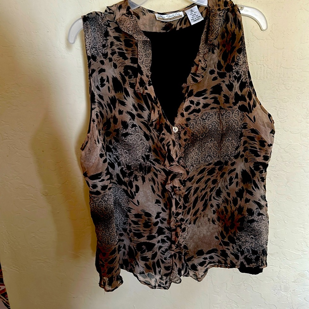 Vintage leopard print blouse size XL